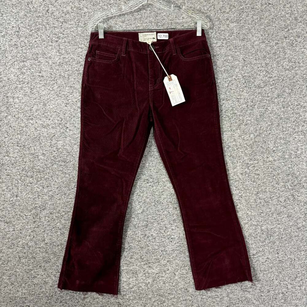 Current Elliot Women's Size 28 Dark Red Corduroy Kick Crop Flare Leg Pants